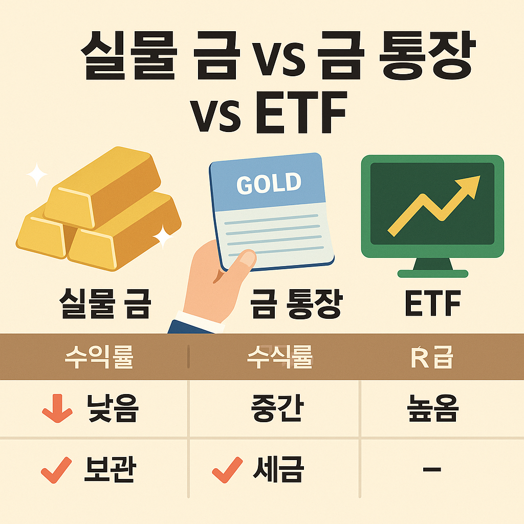 금 투자 방법 비교: 실물 금, 금 통장, 금 ETF 수익률과 리스크 분석